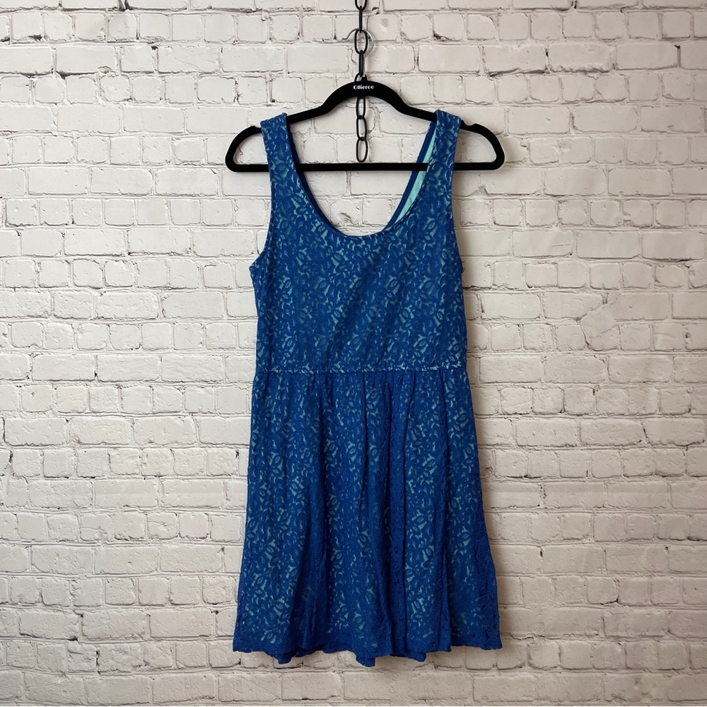 Blue & Mint Lace Sleeveless Dress Mossimo skater fit & flare size large